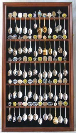 60 Spoon Rack Display Case Holder Cabinet-WALNUT FINISH 9/13