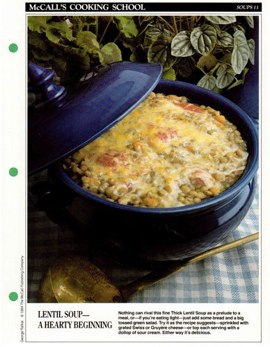 McCall's Cooking School Recipe Card: Soups 11 - Thick Lentil Soup (Replacement McCall's Recipage or Recipe Card For 3-Ring Binders)