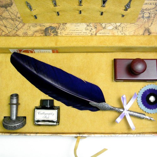 DALLAITIダライッティ ラグジュアリー羽根ペン パープル 豪華セット