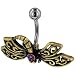 pug24  - Belly Navel Rings Gold Purple Crystal Dragonfly February