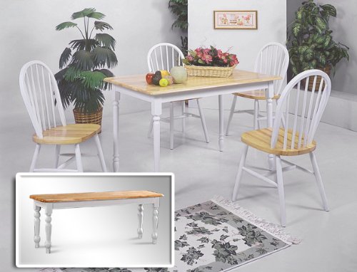 6 Piece Dining Set 4 Chairs Table Bench Natural White Farm