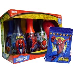  Super Fun Spider Man Bowling Set and Drawstring Bag