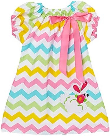 Royal Gem Clothing Little Girls' Easter Chevron Bunny Dress 2T-4T Black