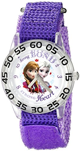 Disney Kids' W002443 Frozen Elsa & Anna Time Teacher Watch with Purple Band