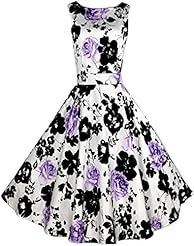 Scoop Neck Vintage Floral Print Sleeveless Cotton Evening Dress/Prom Dress/Wedding Party Dress 