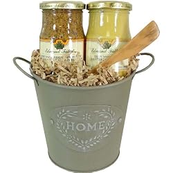 French Dijon Mustard Gift Basket with Spreader, Honey Balsamic and Gingerbread Spice