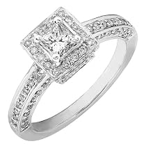 Princess Diamond Engagement Ring 1ctw in White Gold