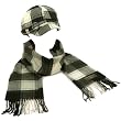 Ladies Winter Plaid Adjustable Newsboy Cap Hat Softer Cashmere Scarf Set Black