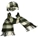 Ladies Winter Plaid Adjustable Newsboy Cap Hat Softer Cashmere Scarf Set Black
