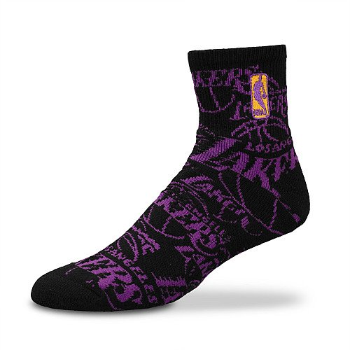 For Bare Feet Los Angeles Lakers Team Repeat Quarter Sock Medium