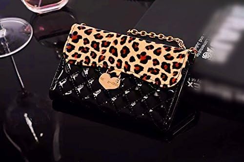 Luxury Charm black Leopard Leather Handbag Wallet Purse Cover Case For Smart Mobile Phones(LG Optimus L70/Exceed 2/MS323/VS450PP )