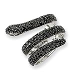 Sterling Silver Black CZ Synthetic Ruby Snake Ring