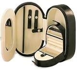 Wolf Designs Chelsea Leather Oval Zip Jewelry Box #333002