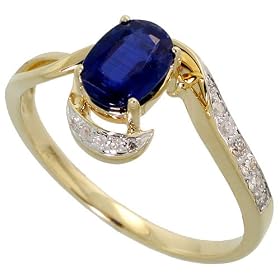 14k White Gold 3/8" (10mm) wide Ring, w/ 0.11 Carat Brilliant Cut Diamonds & 1.15 Carats Oval Cut 7x5mm Cynte Stone