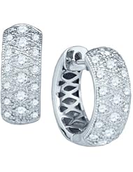 0.88CTW DIAMOND FASHION HOOPS 14K White-gold Real Diamond