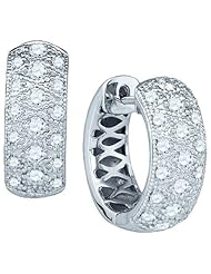 14KT White Gold 0.88 CTW Diamond Fashion Hoops