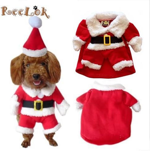 Reelok Christmas Santa Claus Pet/Dog Halloween Clothes Holiday Costume/Outfit/Clothes/Gift Warm for Winter and Holiday season with Xmas Hat - XL Size (14) Extra Large