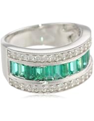 Sterling Silver Baguettes Created White Sapphire Ring, Size 7