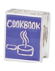 Reflection Beads Silver Enamel Blue Cookbook Home Bead