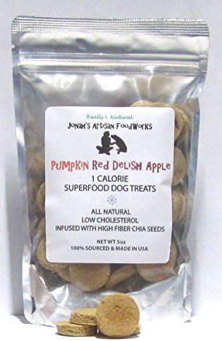 New! Small Batch Chia Dog Treats: 1 Calorie Pumpkin Red Delish Apple, All Natural, Human Grade, Sourced &amp; Made in USA (144 treats / 15 ounces)