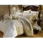 4PC OVERSIZED LUXURY BRIDAL BED IN A BAG COMFORTER SET GOLD / IVORY , QUEEN