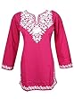 Womans Indian Kurta Pink White Floral Embroidered Tunic Cotton Kurti Small Womans Indian Kurta Pink White Floral Embroidered Tunic Cotton Kurti Small