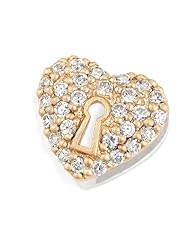 Bonn Bons By Lori Bonn "Heart Of Gold" Gold Over Sterling Silver Heart And Cubic Zirconia Slide Charm for Charm Bracelets