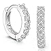 Creazy® 925 Sterling Silver Rhinestones Hoop Diamond Stud Earrings for Women
