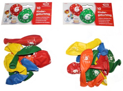 Everts 48948 - 2 x 10 Geburtstagsballons ""6"" im Beutel
