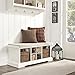 Crosley Furniture Brennan Entryway Storage Bench with Wicker Baskets and Cushion, White
