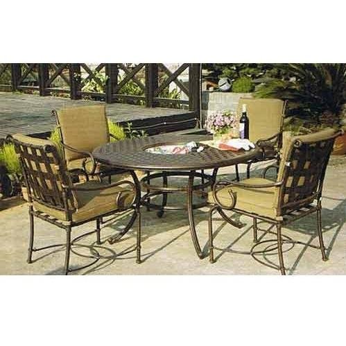 Darlee Malibu 52 Inch Round Cast Aluminum Dining Table Set (Antique Bronze Finish) product image