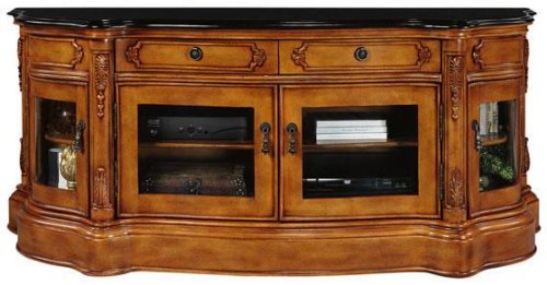 Baymont Wide Screen TV Cabinet Stand Golden Cherry with Glass Doors 25H x 59.5W x 20D, GLASS DOORS, ANTIQUE OAK Baymont Wide Screen TV Cabinet Stand Golden Cherry with Glass Doors 25H x 59.5W x 20D, GLASS DOORS, ANTIQUE OAK