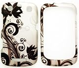 Black Flowers Hard Snap On Case Cover Faceplate Protector for Blackberry Cu ....