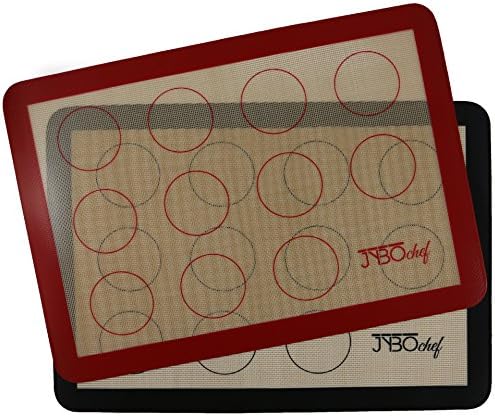 Silicone Baking Mat Set of 2 - Premium Non-stick - No More Parchment Paper (Black/Red)