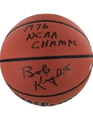 NCAA Indiana Hoosiers Bob Knight Autographed Basketball with "76 Champs" Inscription, Brown