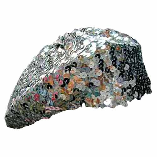 Stretchy Shimmering Silver Sequin Tami Beret