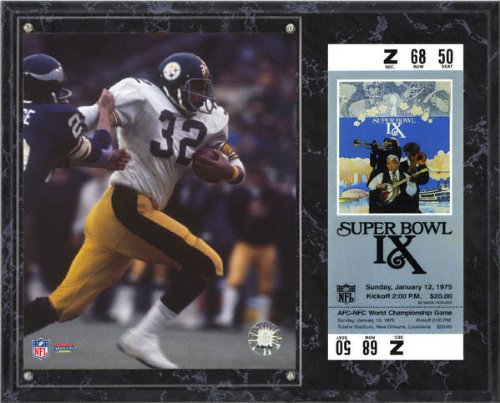 Franco Harris Sublimated 12x15 Plaque | Details: Pittsburgh Steelers, Super Bowl IX, with Replica ticket