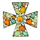 Multicolor Cross Pin Brooch