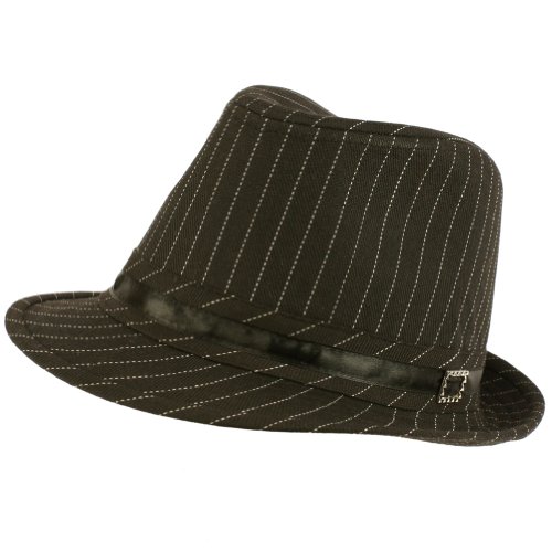 Classic Ladies Pinstripe Fedora Mob Trilby Hat Black