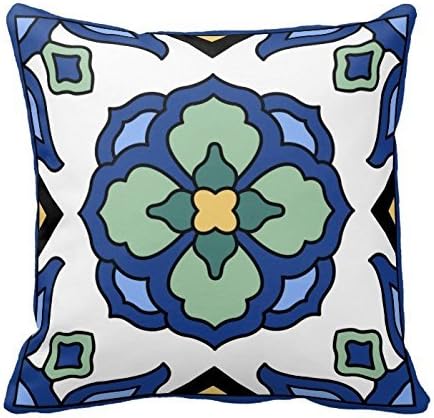 pillow perfect Decorative Cotton 18 X 18 Twin Sides Catalina Island Tile Vintage 1920S Design Throw Pillowcases