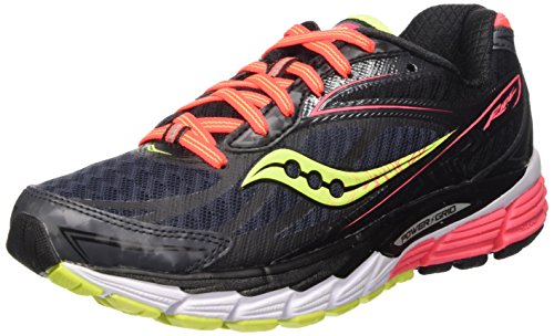 Saucony Women's Ride 8 Running Shoe, Mid/Coral/Citron, 9.5 M US