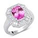 Stunning Elegance 3.75 carats total weight Cushion Cut Checker Board Created Pink Sapphire & White CZ Size 9 Gemstone Ring in Sterling Silver
