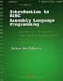 Introduction to RISC Assembly Language Programming
