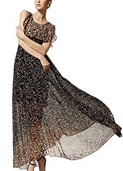 Chiffon  General Print Summer Maxi Dress  With Pearls