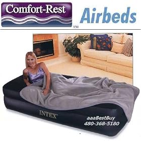 Twin Size Mid-Rise Rising Comfort Airbed Mattress with a Built-In Electric Pump by Intex...