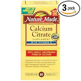 Nature Made Calcium Citrate with Vitamin D, 60 Softgels (Pack of 3)
