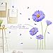 Woooow DIY Blue flowers Removable Mural PVC Wall Art Decal Sticker