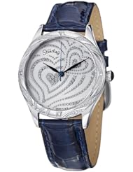 Stuhrling Original Womens 582.2215C2 Amour Aphrodite Elegante Swiss Quartz Swarovski Crystal Blue Leather Strap Watch