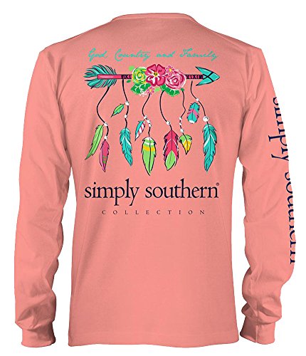 Simply Southern God Country & Family Feathered Arrow Long Sleeve T-shirt (Large)
