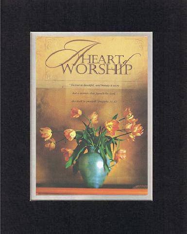 Inspiring (Heart of Worship) 8 x 10Inches Frame able Note Card on Double Beveled Matting (Black On White)